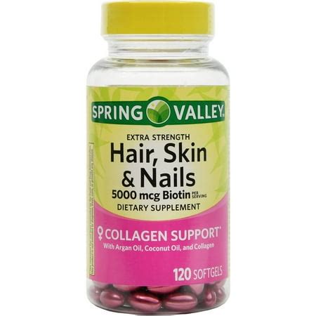 Spring Valley Extra Strength Hair Skin & Nails with Biotin, 5000 mcg, 120 Ct - Walmart.com