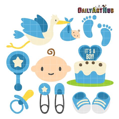 Boy Baby Shower Clip Art Set – Daily Art Hub // Graphics, Alphabets & SVG