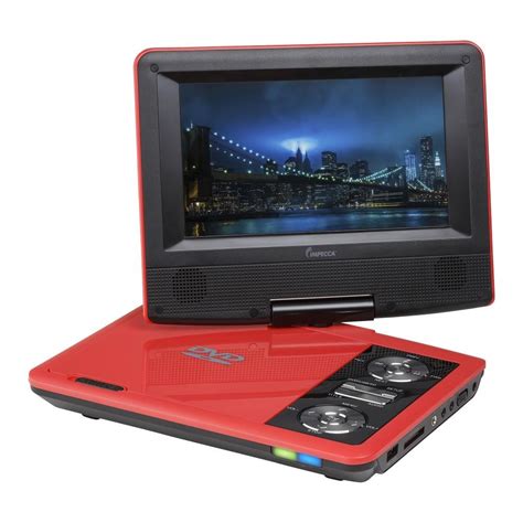 7 Inch Swivel Portable DVD Player, Red