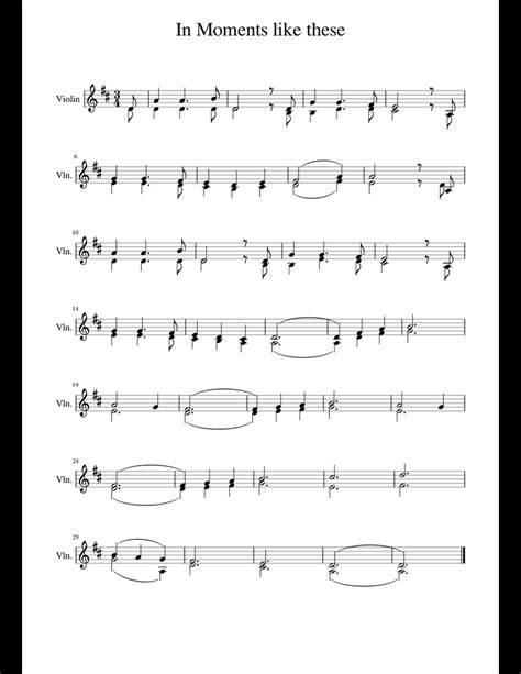 In Moments like these sheet music for Piano, Violin download free in PDF or MIDI