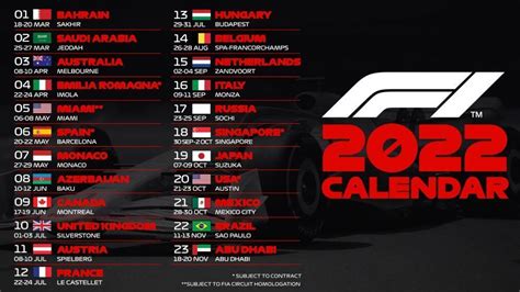 F1 Kalender 2022 - AsiaPaloma