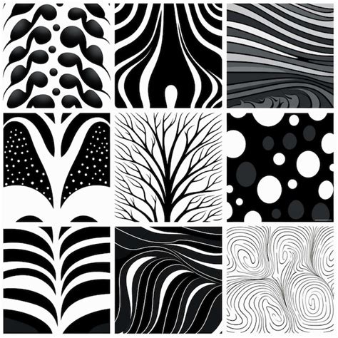 Premium AI Image | A set of nine black and white abstract patterns ...