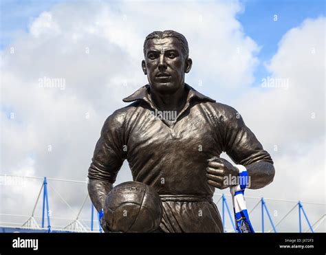 A statue of Dixie Dean footballer and goalscorer outside Goodison Park ...