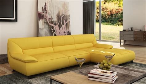 Divani Casa 5121B Modern Yellow Italian Leather Sectional ... | Leather living room furniture ...