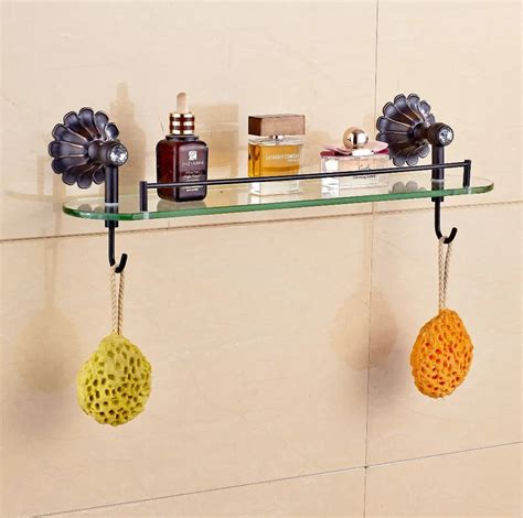 Oil Rubbed Bronze Stirage Shlef Wall Mounted Bath Holder With Hooks-in ...