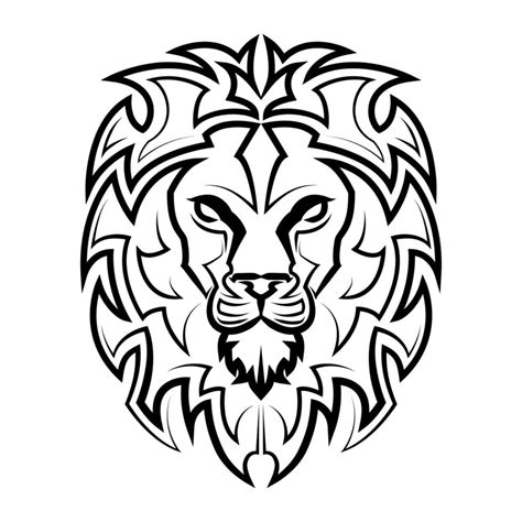 Black and white line art of the front of the lion head It is sign of ...