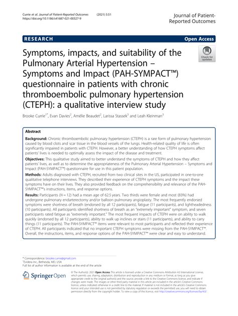 (PDF) Symptoms, impacts, and suitability of the Pulmonary Arterial Hypertension – Symptoms and ...