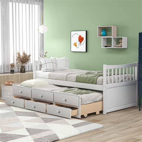 Single Trundle Bed Frame With Pull Out Storage | ubicaciondepersonas ...