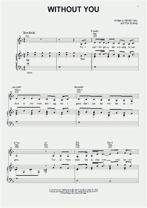 Without You Piano Sheet Music | OnlinePianist