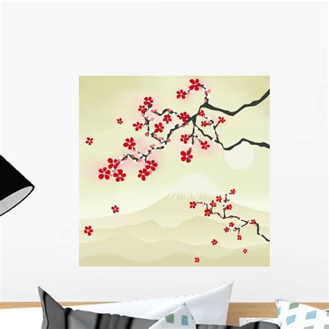 Japanese Cherry Blossom Wall Mural by Wallmonkeys Peel and Stick Graphic (18 in H x 18 in W ...