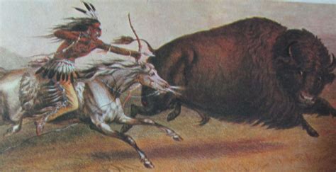 Plains Indian hunting buffalo with arrow and bow. | Native art, Art, Painting