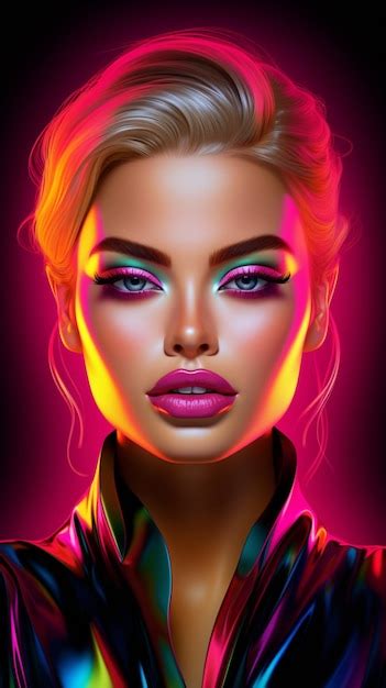 Premium AI Image | Generative AI neon light Beautiful supermodel face pictures