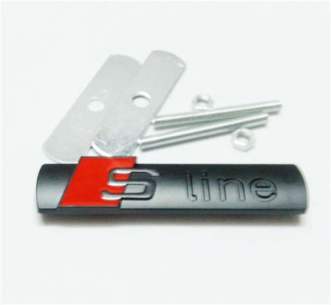Black 1Pcs s line front grille Sline badge metal emblem Replacement for A4 A5 A6 A7 A8 TT RS S2 ...