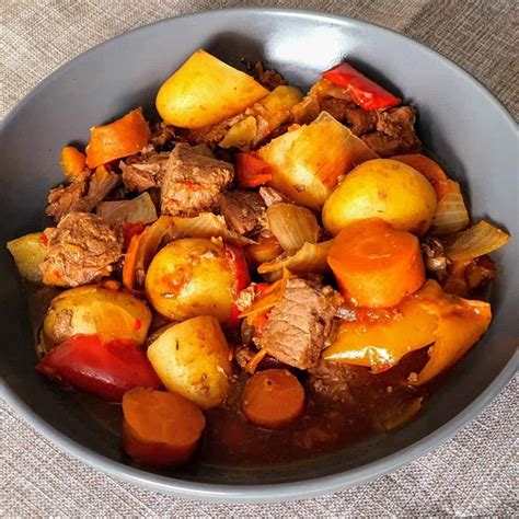 A delicious healthy Jamaican beef stew made in the slow cooker