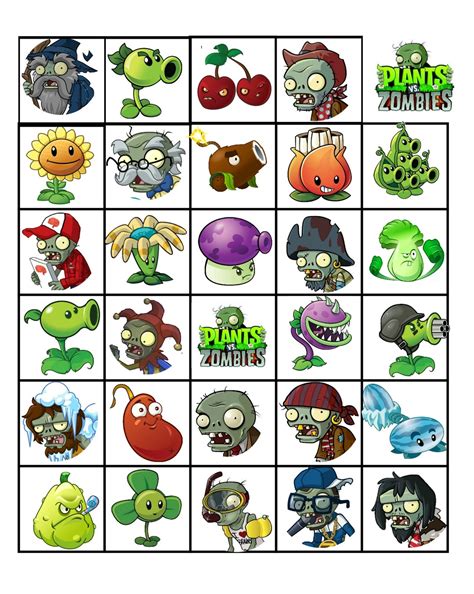 Printable Plants Vs Zombies Characters