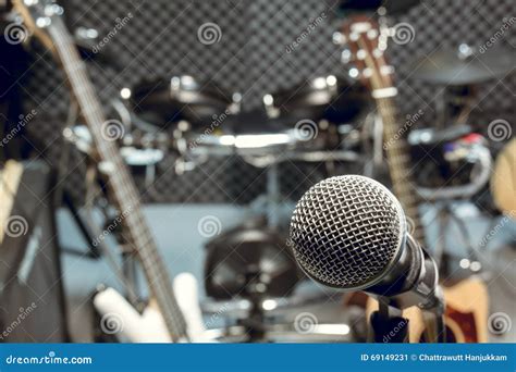 Selective Focus Microphone and Blur Musical Equipment Guitar ,bass ...