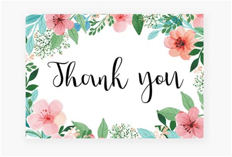 Clip Art Note Cards Infant Bridal - Thank You Card Floral, HD Png Download - kindpng