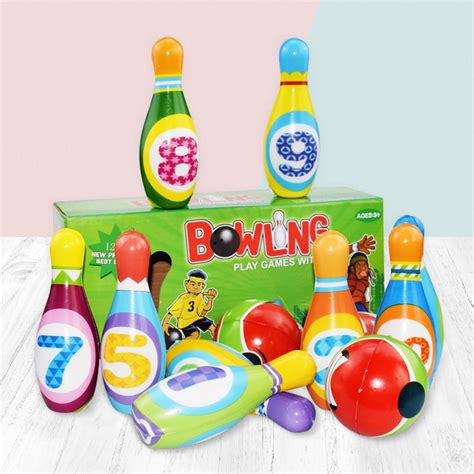 Game for Kids Soft Bowling Set 10 Pins and 2 Balls Indoor Outdoor Learning Toy for Children Gift ...