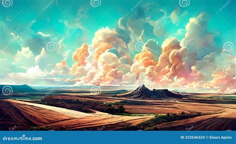 Fantastic Surreal Landscape Wallpaper Illustration Abstract Stock ...