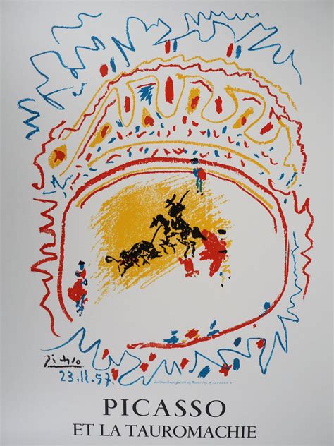 (after) Pablo Picasso - Bullfight, the Arena - Vintage lithograph exhibition poster # Mourlot at ...