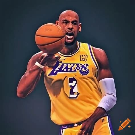 Playing basketball with los angeles lakers on Craiyon