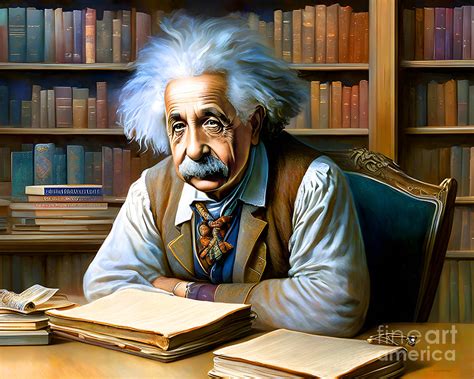 Albert Einstein In His Study 20230127a Mixed Media by Wingsdomain Art and Photography - Fine Art ...