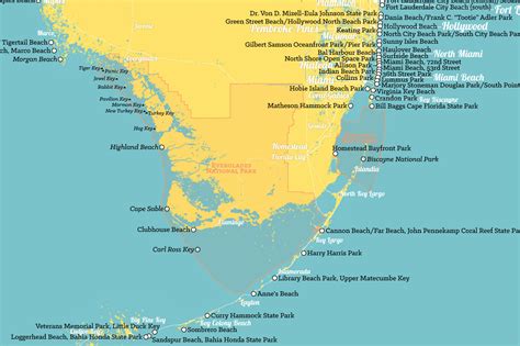 Florida Beaches Map 24x36 Poster - Best Maps Ever