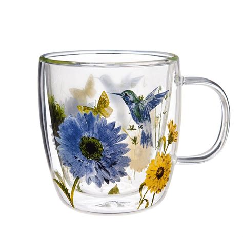 Double Wall Glass Café Cup w/ Box, 12 OZ., Floral Garden – Jubilee Gift Shop | Double wall glass ...