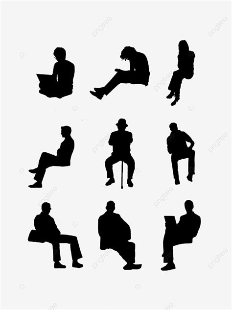 People Sitting Silhouette PNG Transparent, People Sitting Posture ...