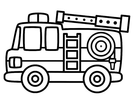 Coloriage Camion de Pompier Facile - télécharger et imprimer gratuit sur ColoriageEnfant.Com