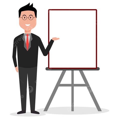 Presentation Board Vector Art PNG, Man Presentation Vector Flat Design ...