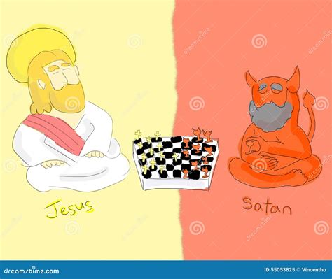 Jesus And Satan Board Of Game Stock Illustration - Image: 55053825