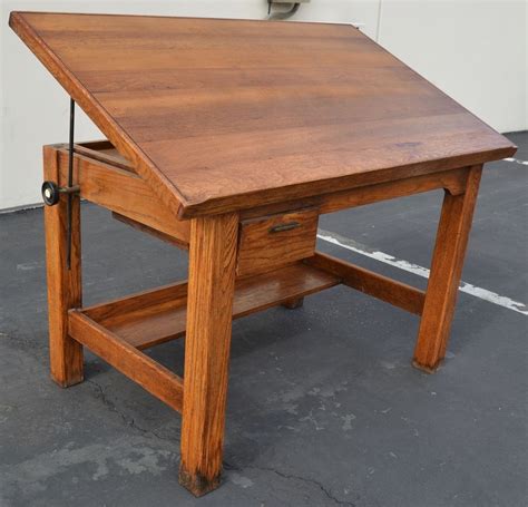 Antique Oak Drafting Table Desk Arts and Crafts Mission Architect Craftsman WOW! | Vintage ...