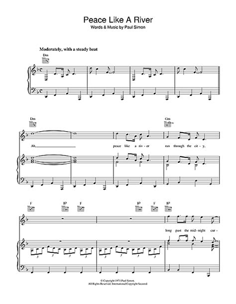 Peace Like A River sheet music by Paul Simon (Piano, Vocal & Guitar (Right-Hand Melody) – 35340)