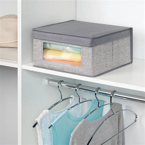 Medium Fabric Closet Storage Box with Clear Front and Lid - 11.5" x 11.25" x 6" in 2020 | Closet ...