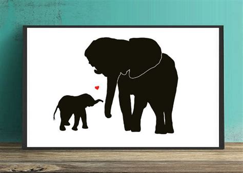 Mom and Baby Elephant Print Elephant Silhouette Elephant | Etsy | Mom ...