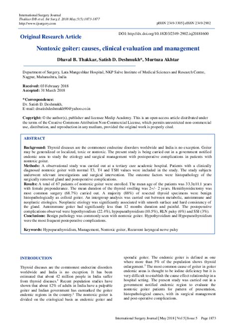 (PDF) Nontoxic goiter: causes, clinical evaluation and management | Dr ...