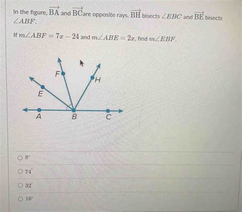 Solved: In the figure, vector BA and overline BC are opposite rays ...