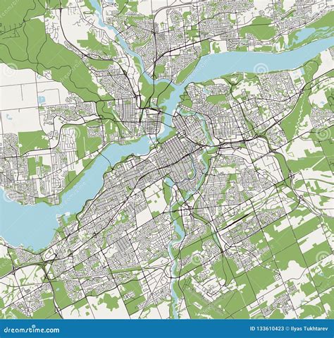 Map of the City of Ottawa, Ontario, Canada Stock Illustration - Illustration of downtown ...