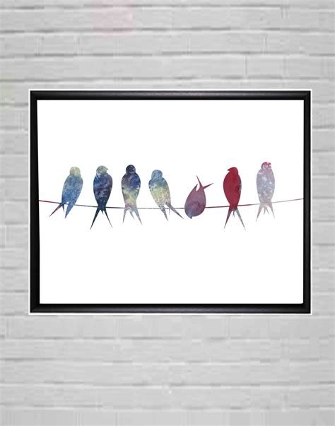 Birds on Wire Art Print Birds Wall Art Modern Wall Art | Etsy