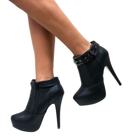 LADIES WOMENS STILETTO HIGH HEEL ANKLE BOOTS PLATFORM BOOTIES COURT SHOES SIZE | eBay