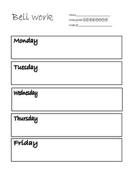 Weekly Bell work worksheet by Home and Lab with Mrs Sheppard | TPT