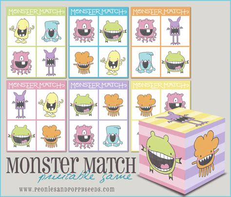 Monster Match: Printable Matching Game – Dorky Doodles