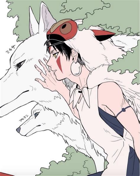 Princess Mononoke- San the Wolf Princess and her wolf brothers | Studio ghibli art, Ghibli ...