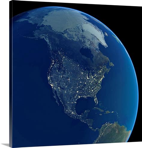 North America At Night, Satellite Image Wall Art, Canvas Prints, Framed ...