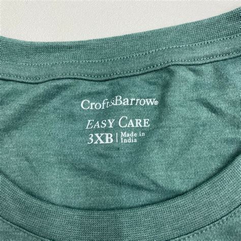 Croft & Barrow Shirt Mens 3XB Green Easy Care Crew Neck Long Sleeve Casual - T-Shirts