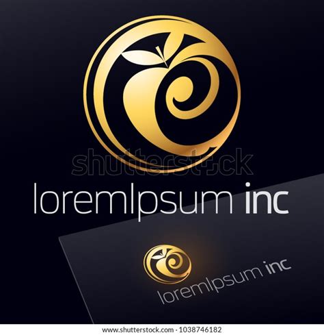 Vector Emblem Golden Apple Logo Media Stock Vector (Royalty Free ...