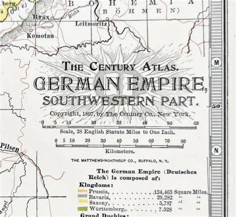 1897 GERMAN EMPIRE Map ORIGINAL Prussia Railways States Munich Manheim ...