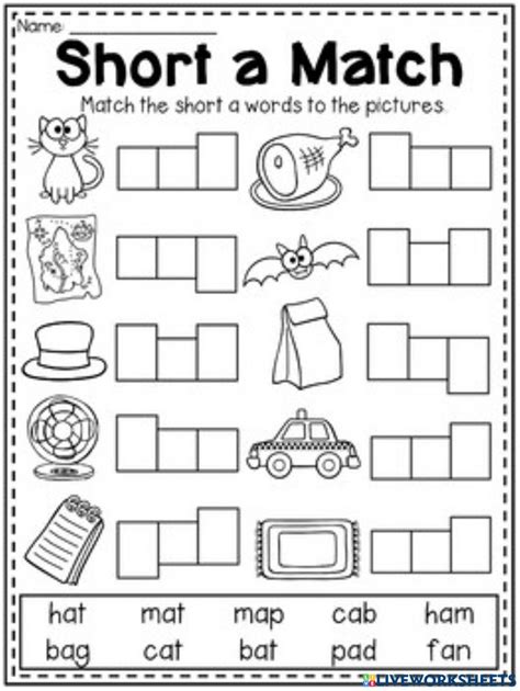 Short a worksheet worksheet | Live Worksheets - Worksheets Library