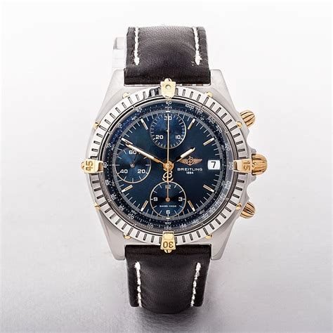 Gents Breitling Chronomat with Blue Date Dial & Leather Strap